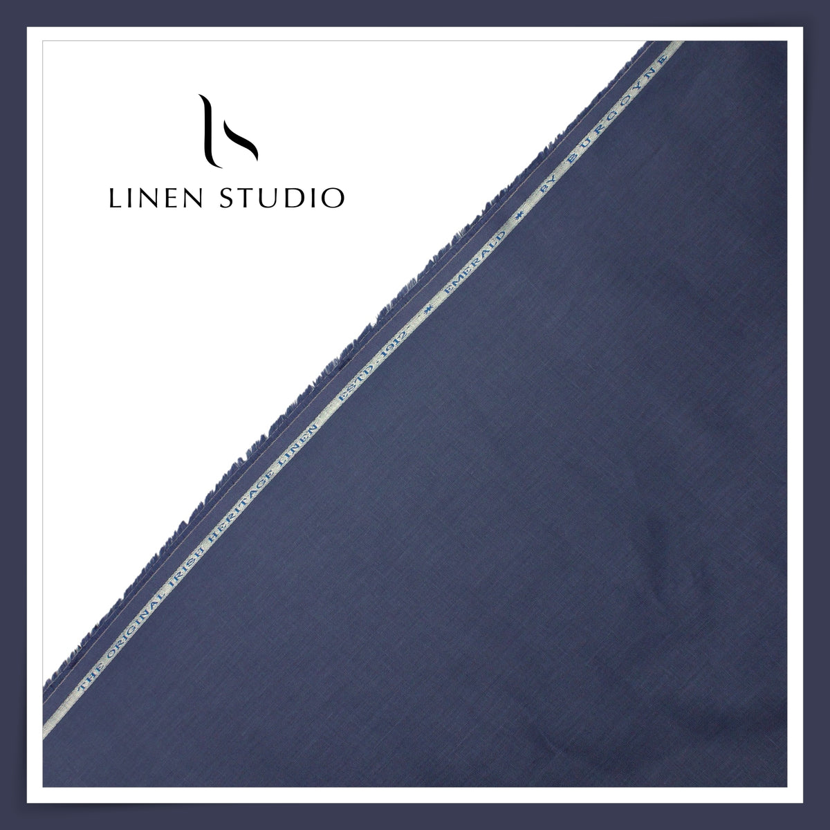 Burgoyne Premium Linen 70 Lea Plain Shirting -Blue Basalt  (NEW)