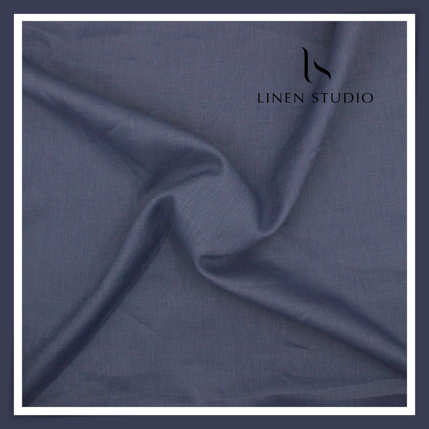 Burgoyne Premium Linen 70 Lea Plain Shirting - Blue Basalt (NEW)