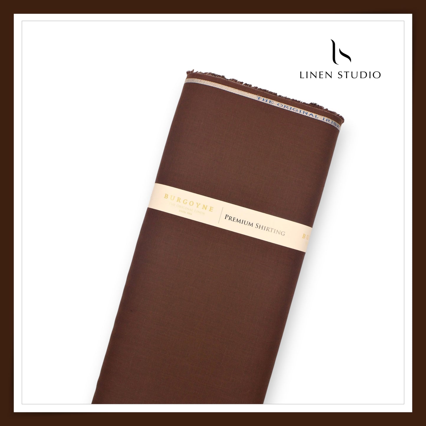 Burgoyne Premium Linen 70 Lea Plain Shirting - Derby Brown (NEW)