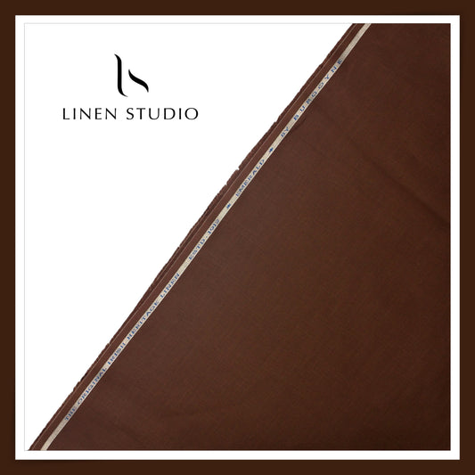 Burgoyne Premium Linen 70 Lea Plain Shirting - Derby Brown (NEW)
