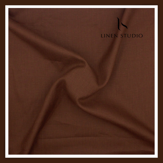 Burgoyne Premium Linen 70 Lea Plain Shirting - Derby Brown (NEW)