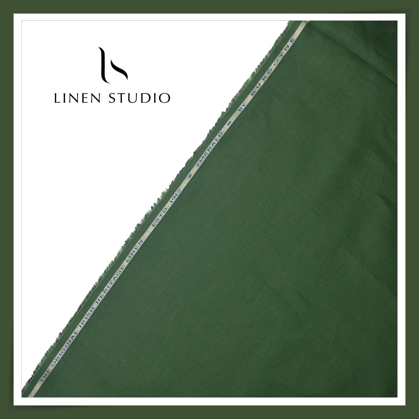 Burgoyne Premium Linen 70 Lea Plain Shirting - Lunar Green (NEW)