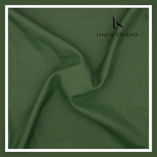 Burgoyne Premium Linen 70 Lea Plain Shirting - Lunar Green (NEW)