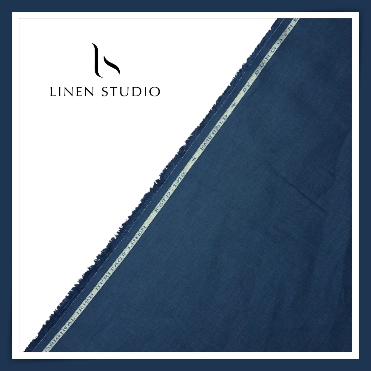 Burgoyne Premium Linen 70 Lea Plain Shirting - Dark Blue (NEW)