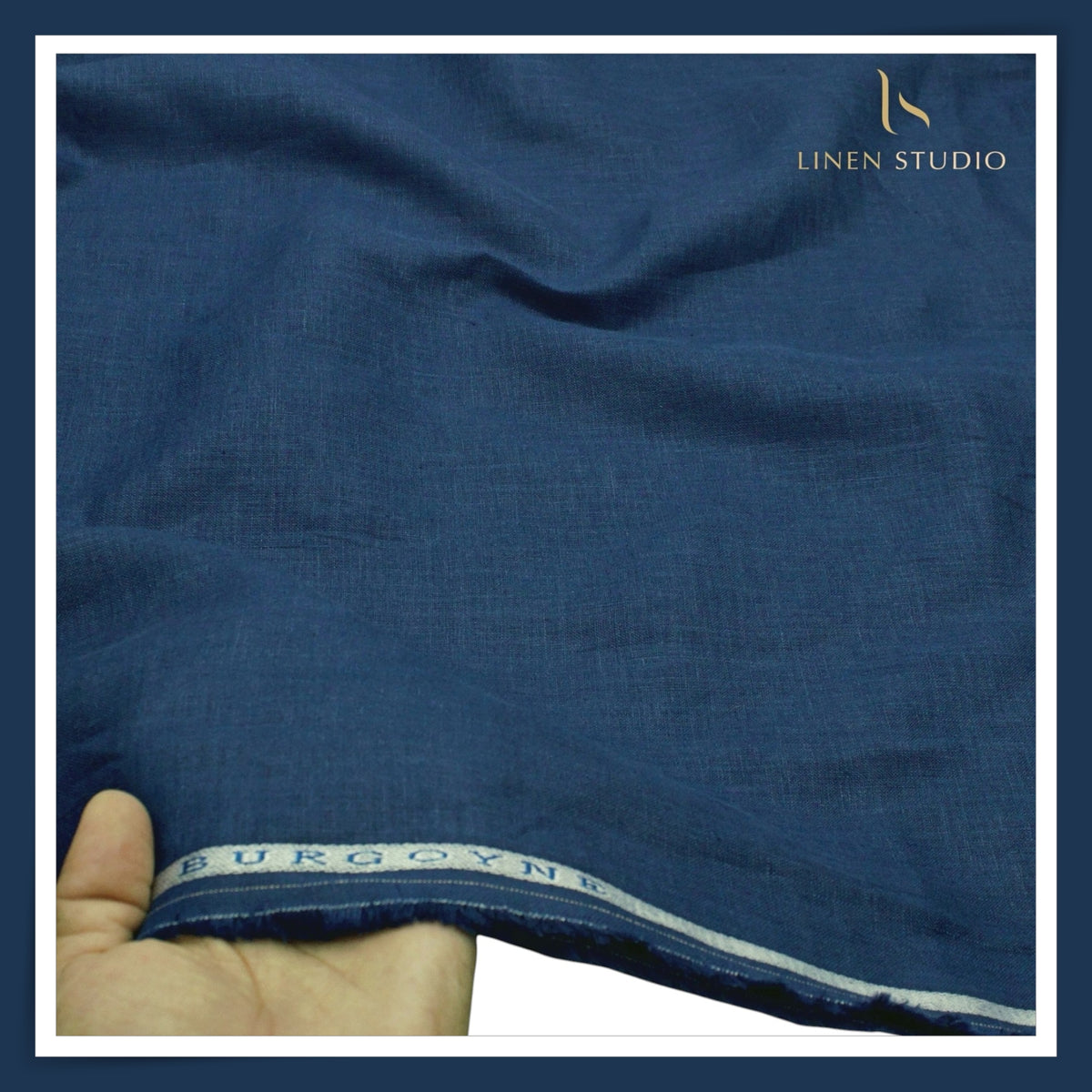 Burgoyne Premium Linen 70 Lea Plain Shirting - Dark Blue (NEW)