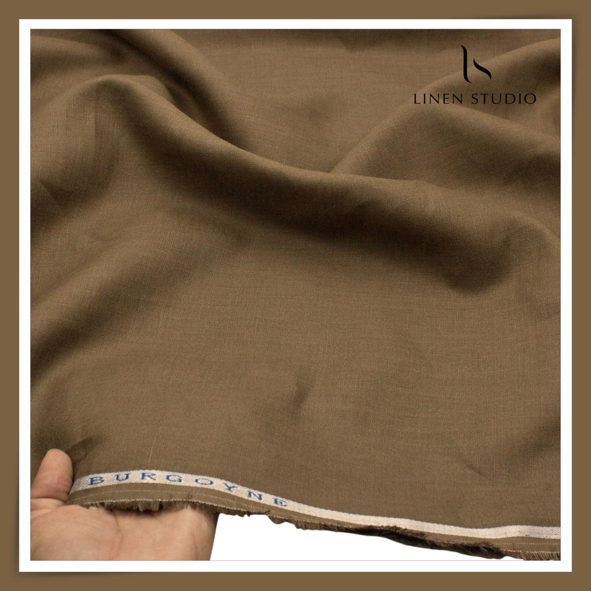 Burgoyne Premium Linen 70 Lea Plain Shirting -  Dark Earth (NEW)