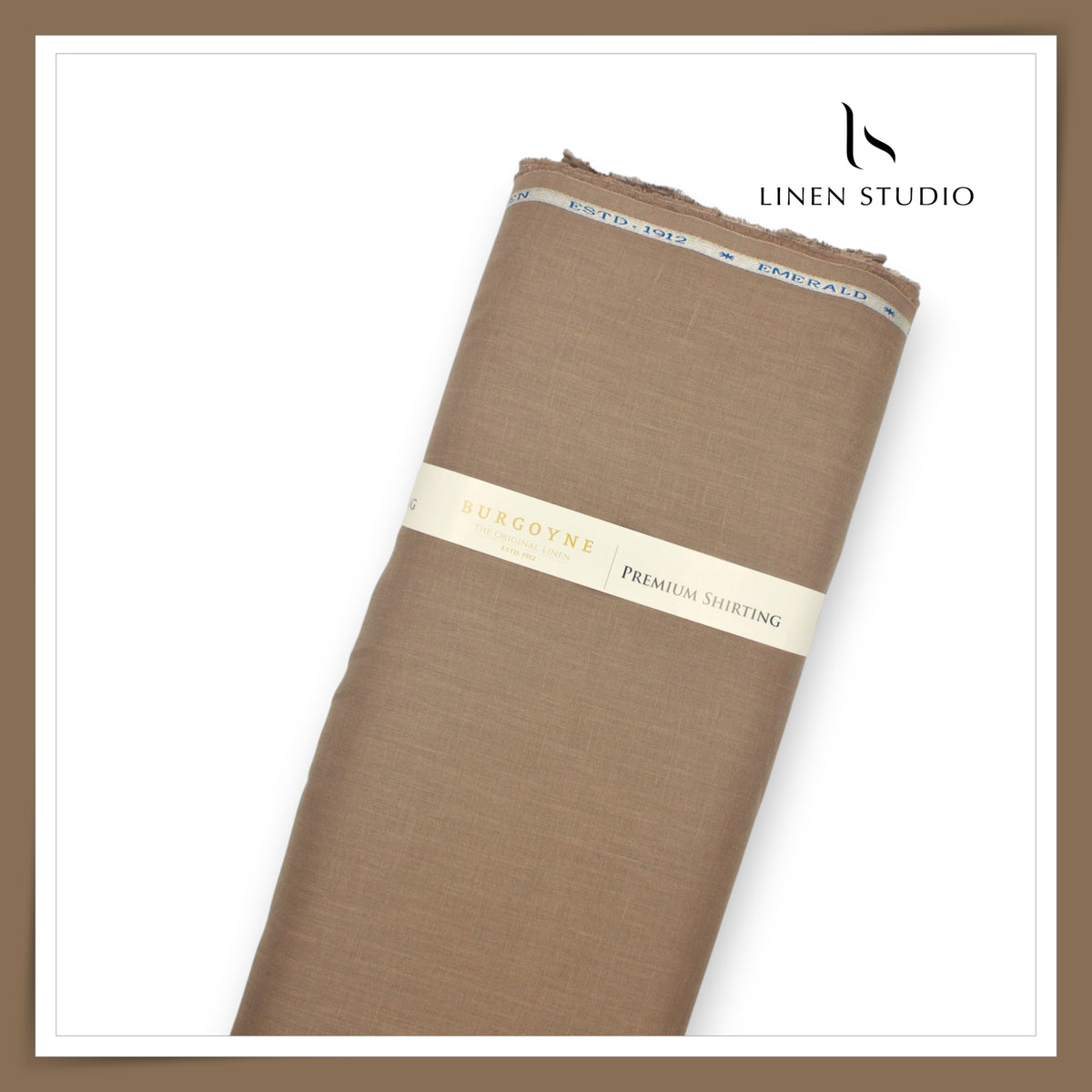 Burgoyne Premium Linen 70 Lea Plain Shirting - Mud (NEW)