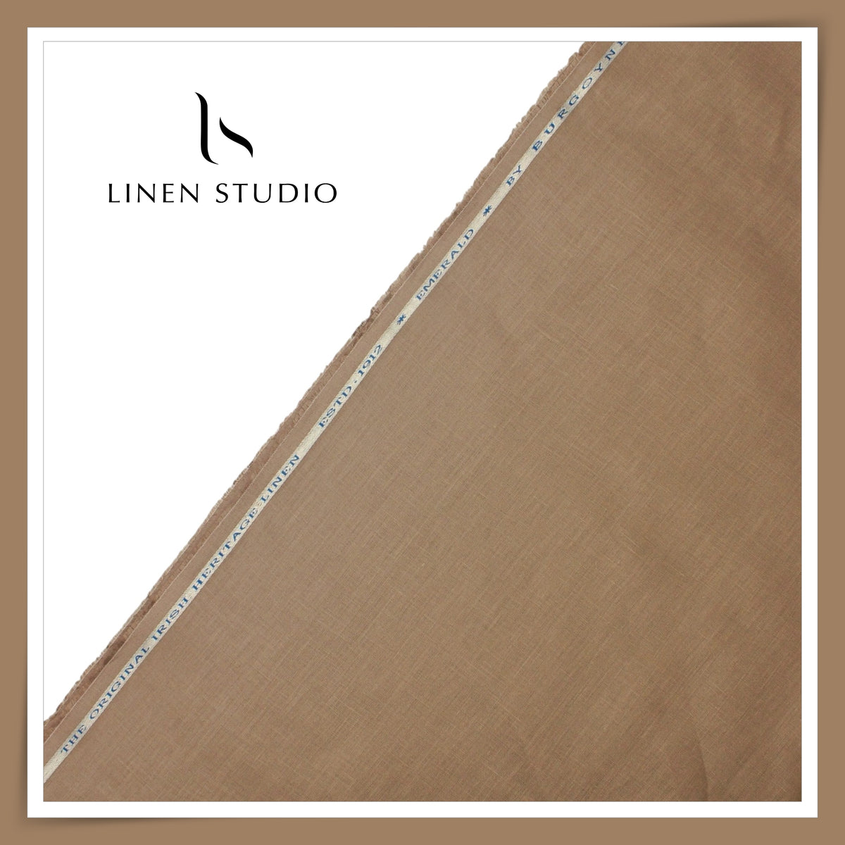 Burgoyne Premium Linen 70 Lea Plain Shirting - Mud (NEW)