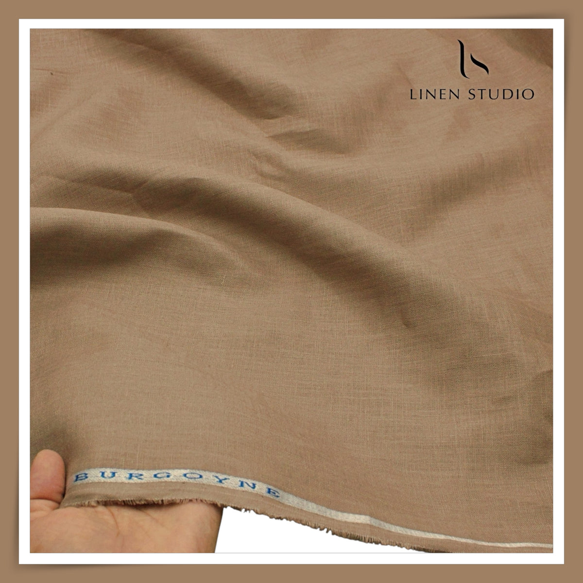 Burgoyne Premium Linen 70 Lea Plain Shirting - Mud (NEW)