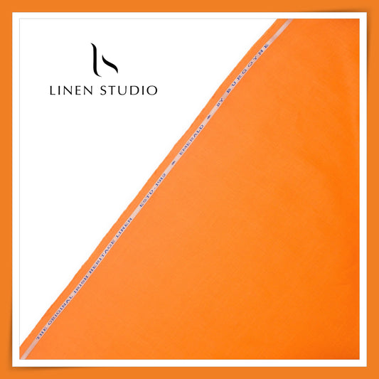 Burgoyne Premium Linen 70 Lea Plain Shirting - Pumpkin Orange (NEW)