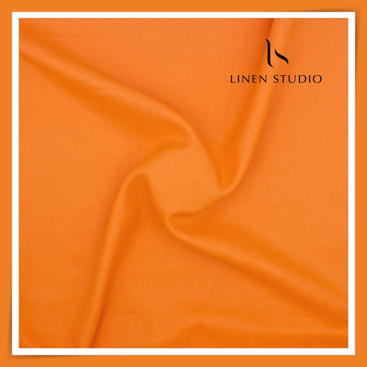 Burgoyne Premium Linen 70 Lea Plain Shirting - Pumpkin Orange (NEW)