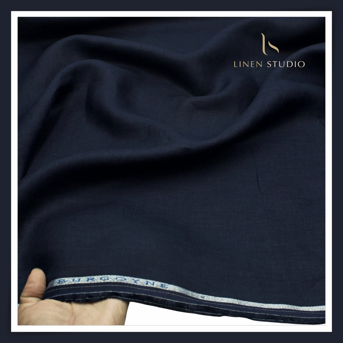 Burgoyne Premium Linen 70 Lea Plain Shirting - Midnight Navy (NEW)