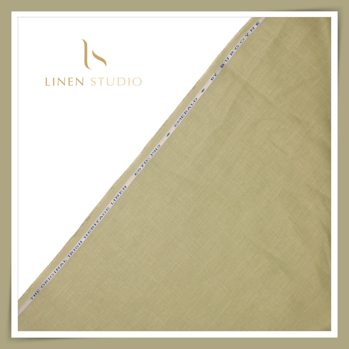 Burgoyne Premium Linen 70 Lea Plain Shirting - Sustained Green (NEW)