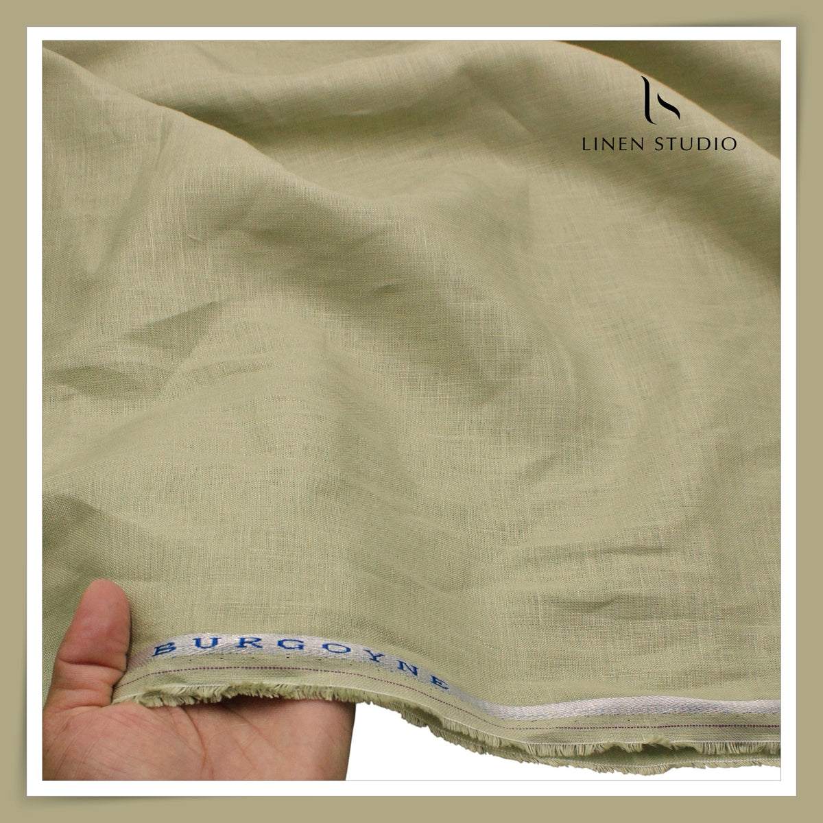Burgoyne Premium Linen 70 Lea Plain Shirting - Sustained Green (NEW)