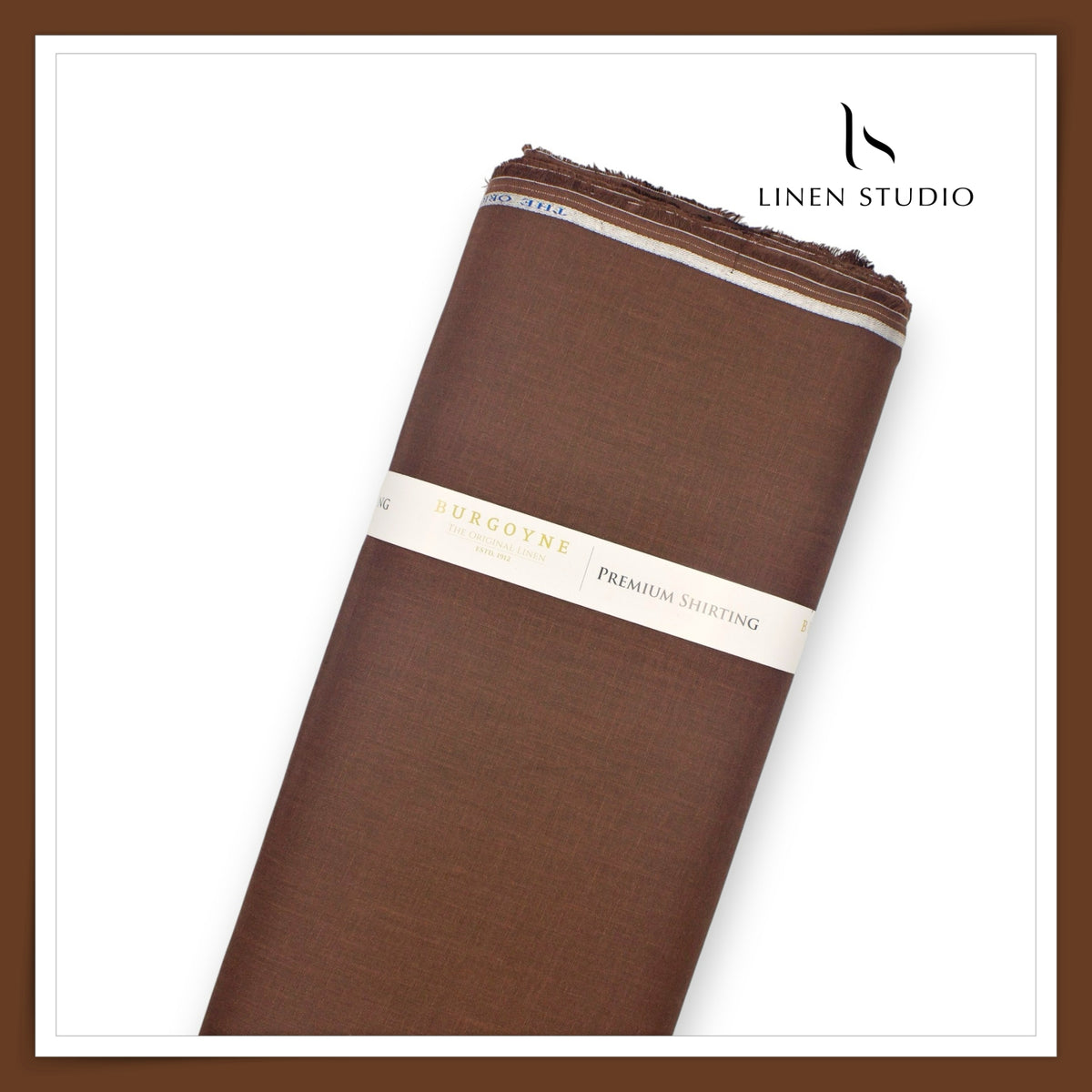 Burgoyne Premium Linen 70 Lea Plain Shirting - Coffee Brown (NEW)
