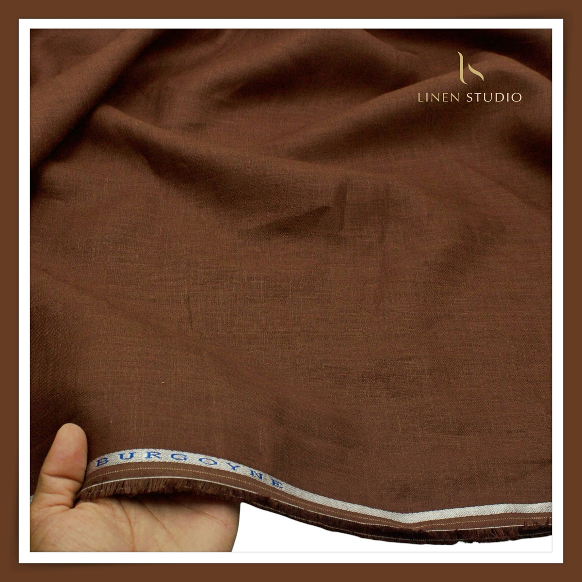 Burgoyne Premium Linen 70 Lea Plain Shirting - Coffee Brown (NEW)