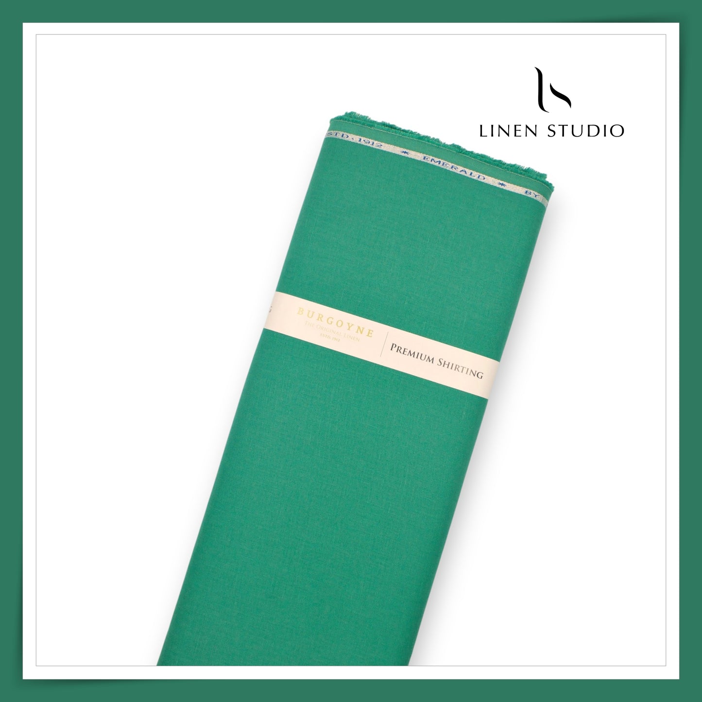 Burgoyne Premium Linen 70 Lea Shirting - Eucalyptus Green (NEW)