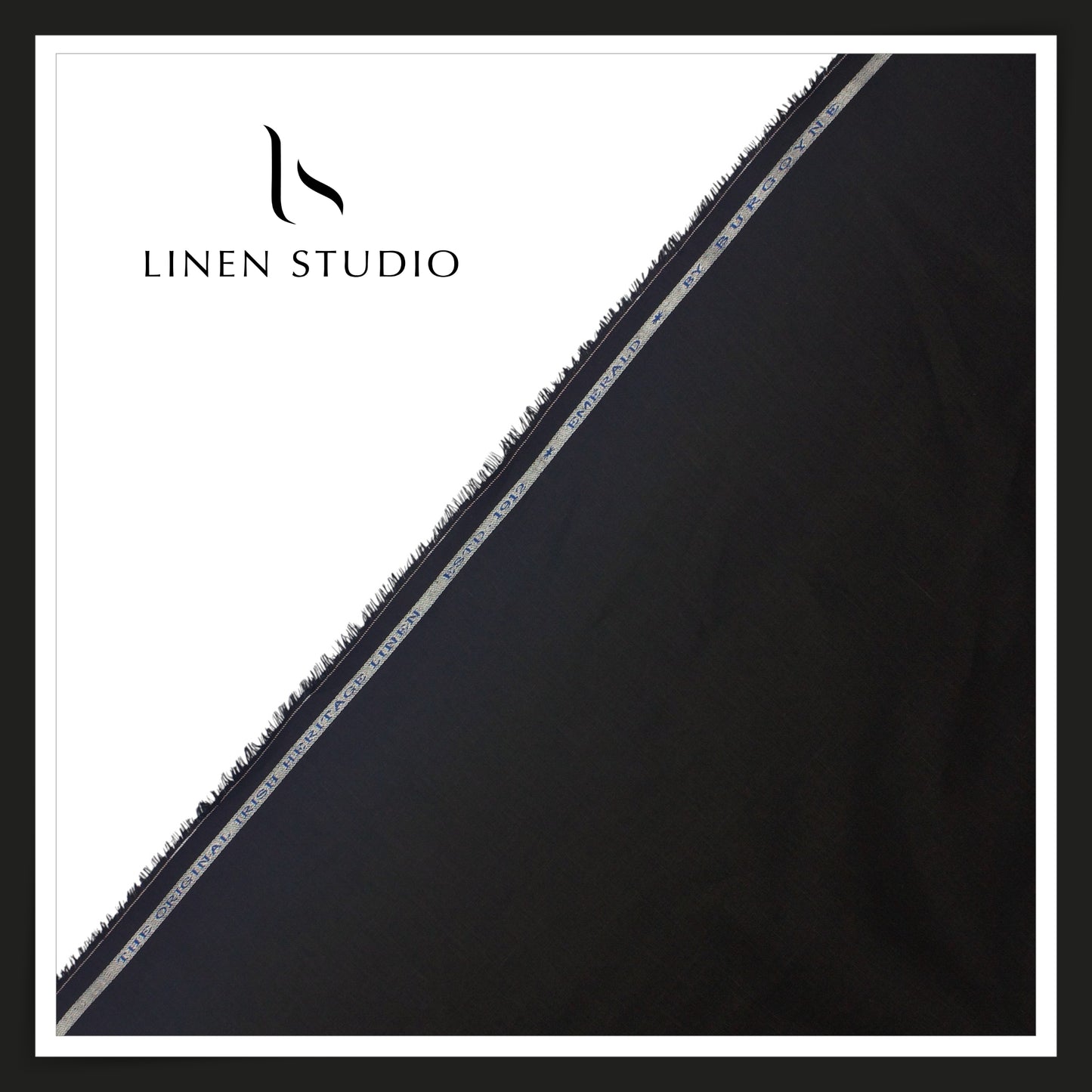 Burgoyne Premium Linen 70 Lea Shirting - Deep Black (NEW)