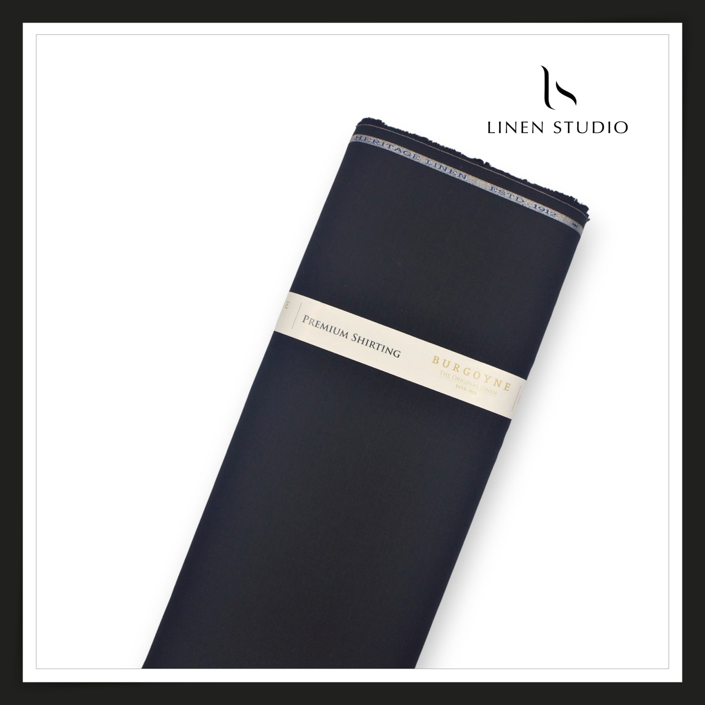 Burgoyne Premium Linen 70 Lea Shirting - Deep Black (NEW)