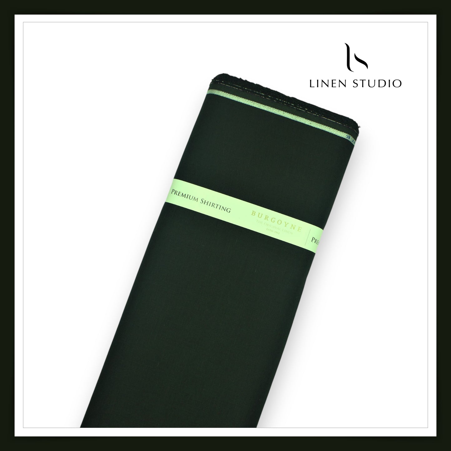Burgoyne Premium Linen 70 Lea Shirting - Dark Green (NEW)
