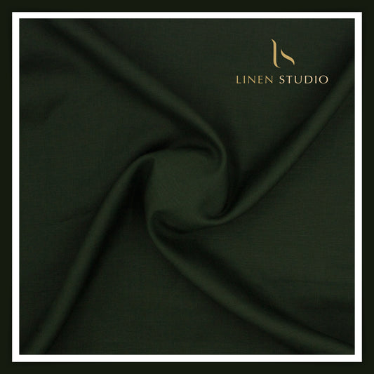 Burgoyne Premium Linen 70 Lea Shirting - Dark Green (NEW)