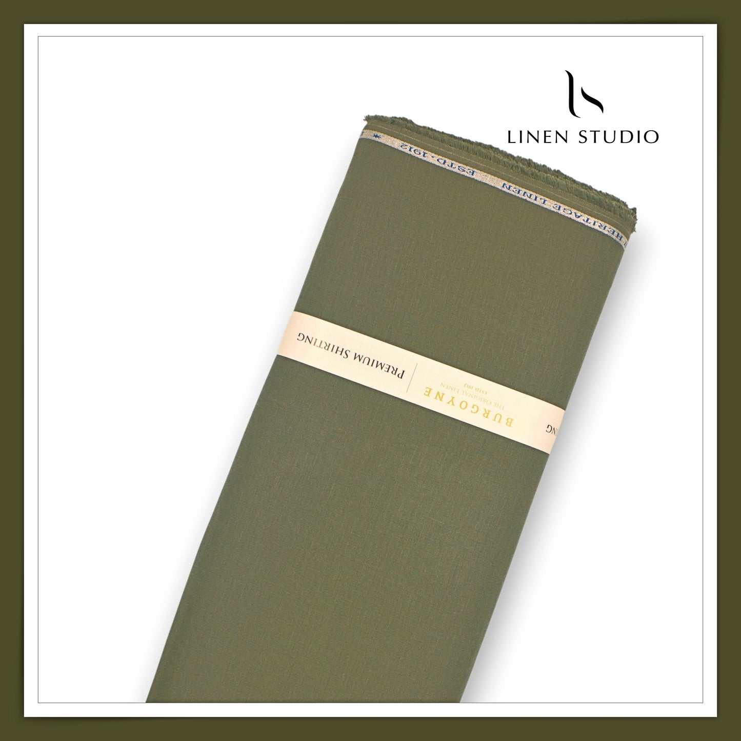 Burgoyne Premium Linen 70 Lea Shirting - Finch Green (NEW)