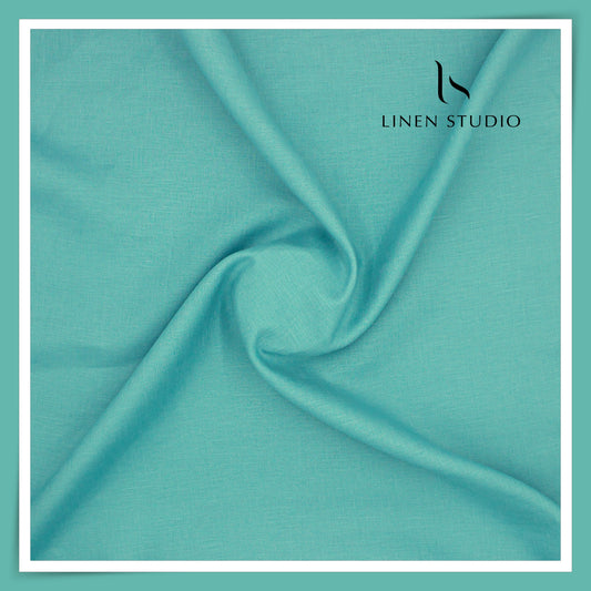 Burgoyne Premium Linen 70 Lea Shirting - Sea Greenish Blue (NEW)