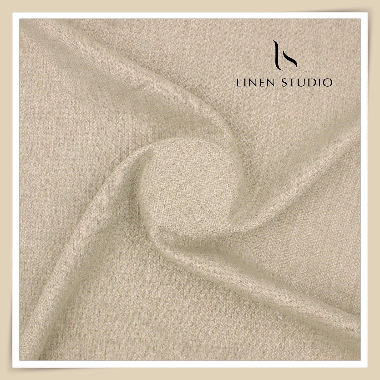 Burgoyne 70 Lea Premium Linen Jacquard Shirting - Oatmeal Diamonds (NEW)