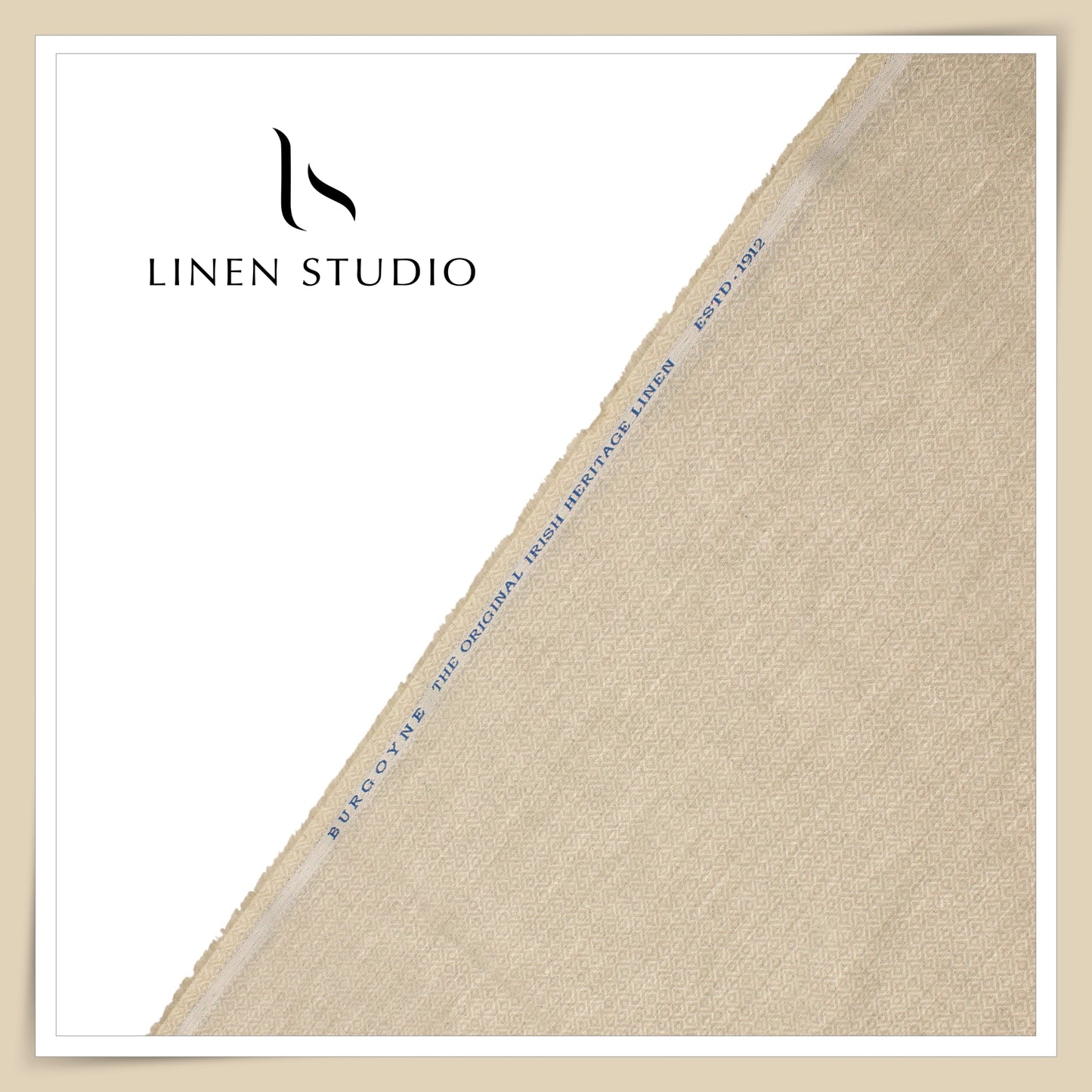 Burgoyne 70 Lea Premium Linen Jacquard Shirting - Oatmeal Diamonds (NEW)