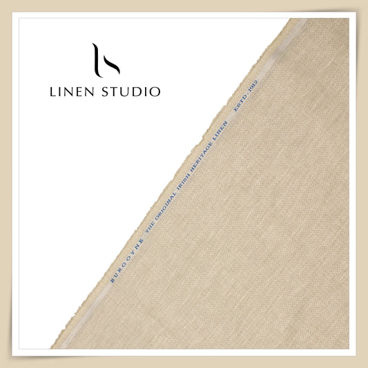 Burgoyne 70 Lea Premium Linen Jacquard Shirting - Oatmeal Diamonds (NEW)