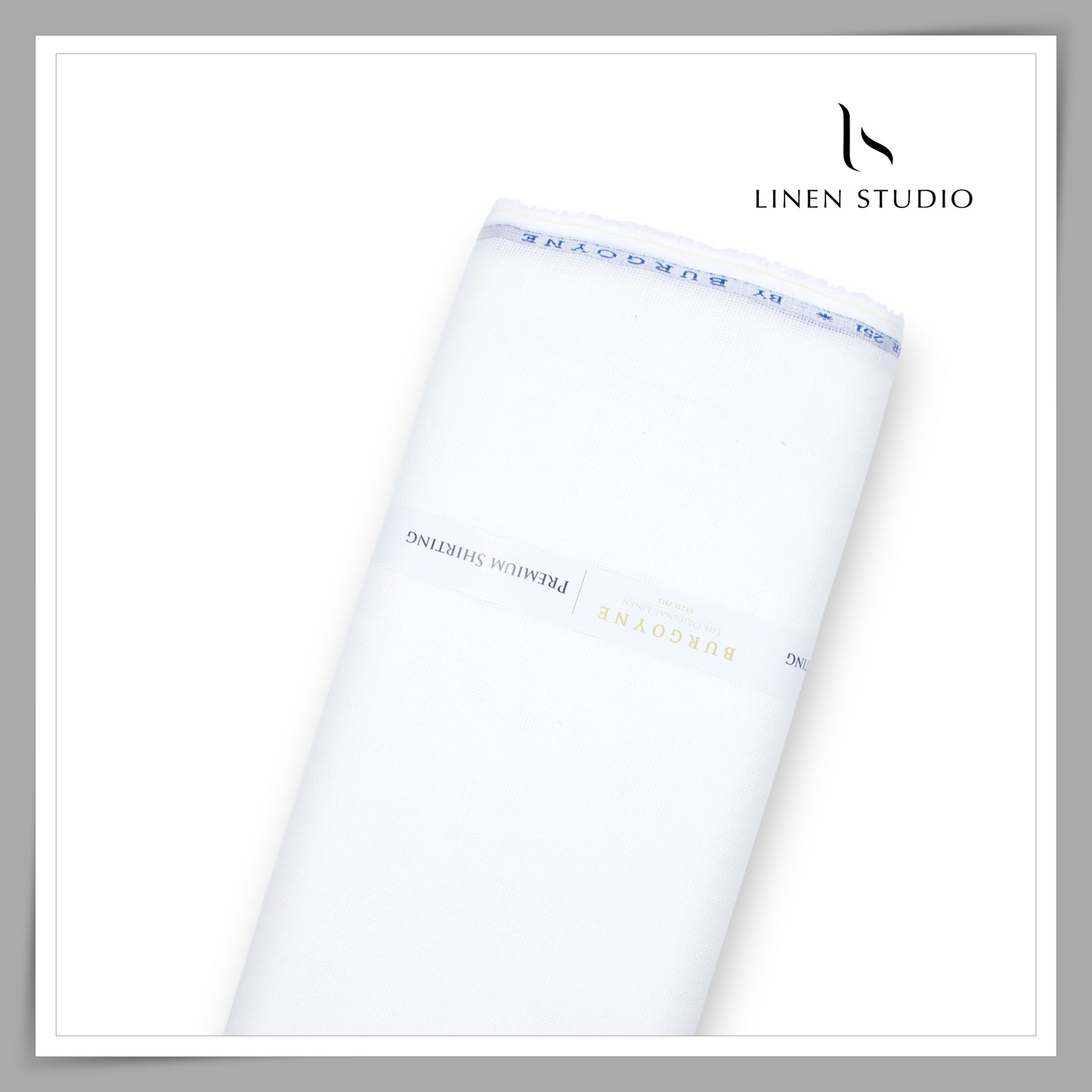 70 Lea Pure Linen Netted Shirting by Burgoyne - Bright White (Zoom In) (40% SALE)