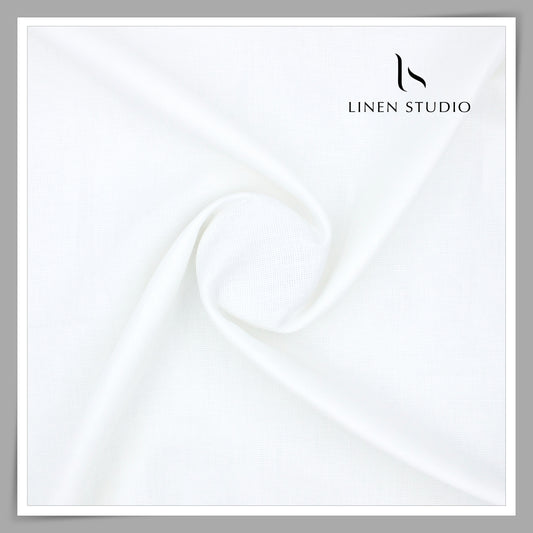 70 Lea Pure Linen Netted Shirting by Burgoyne - Bright White (Zoom In) (Most Selling)