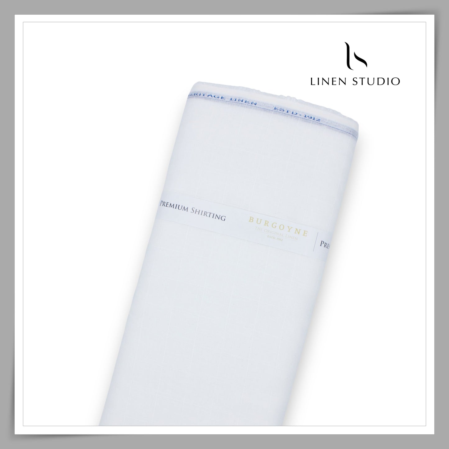 70 Lea Pure Linen Self Checks Shirting by Burgoyne - Bright White (Zoom In) (Most Selling)