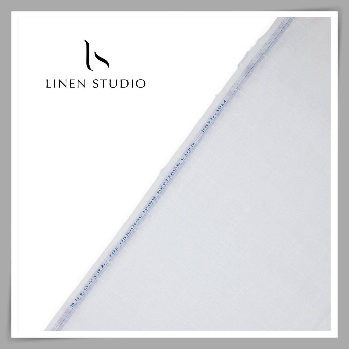 70 Lea Pure Linen Self Checks Shirting by Burgoyne - Bright White (Zoom In) (Most Selling)