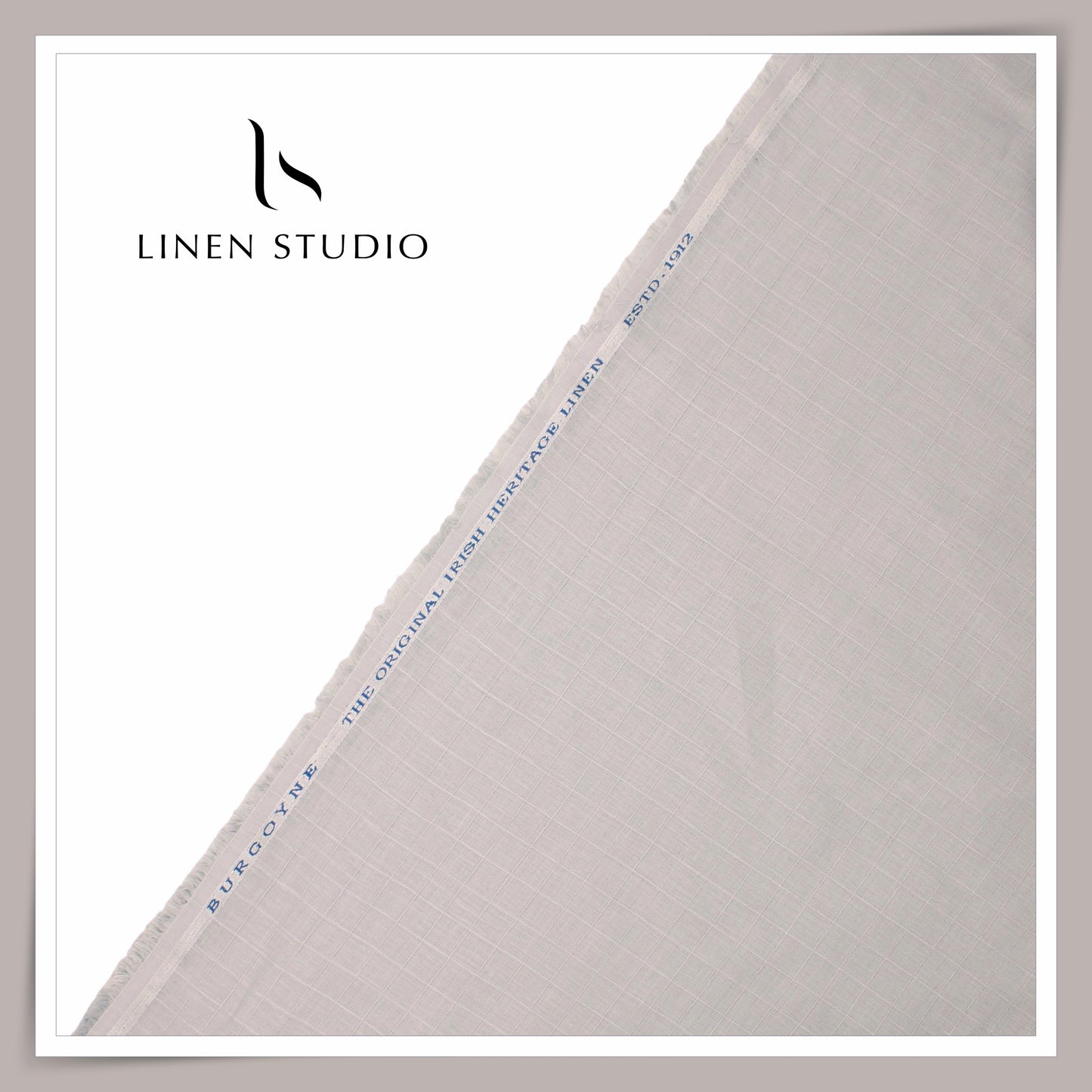 60 Lea Pure Linen Self Small Checks Shirting by Burgoyne - Light Grey (Zoom In) (NEW)