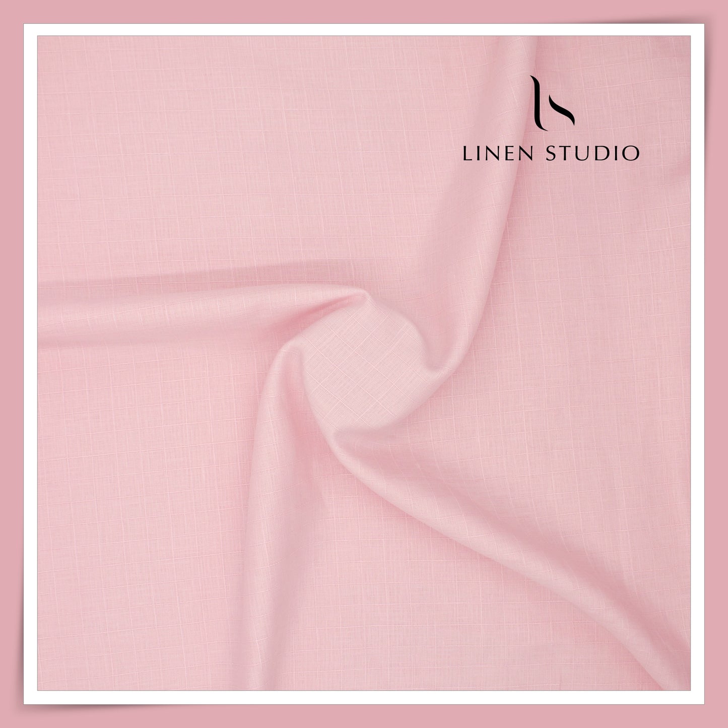 60 Lea Pure Linen Self Small Checks Shirting by Burgoyne - Beautiful Pink (Zoom In) (NEW)