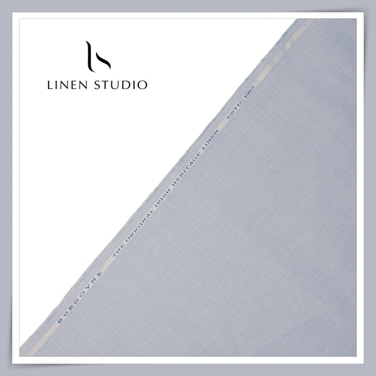 60 Lea Pure Linen Self Small Checks Shirting by Burgoyne - French Grey/Blue (Zoom In) (NEW)
