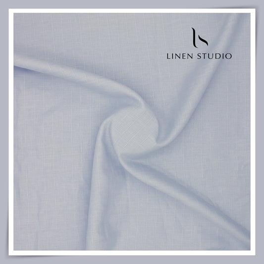 60 Lea Pure Linen Self Small Checks Shirting by Burgoyne - French Grey/Blue (Zoom In) (NEW)