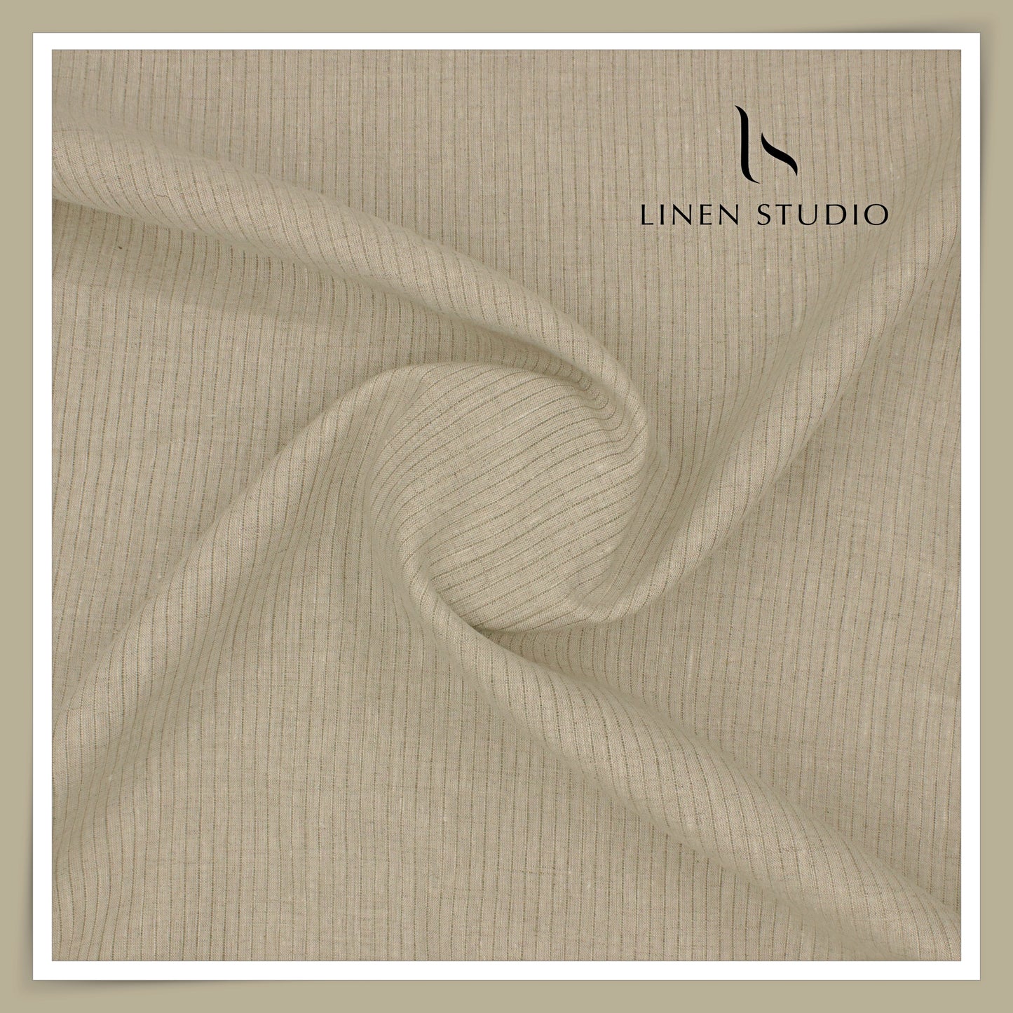 70 Lea Small Self Stripe Pure Linen Shirting by Burgoyne - Oatmeal (NEW)