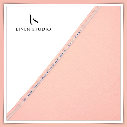 70 Lea Self Small Stripe Shirting by Burgoyne - Apricot Pink (NEW)