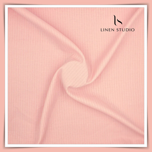 70 Lea Self Small Stripe Shirting by Burgoyne - Apricot Pink (NEW)