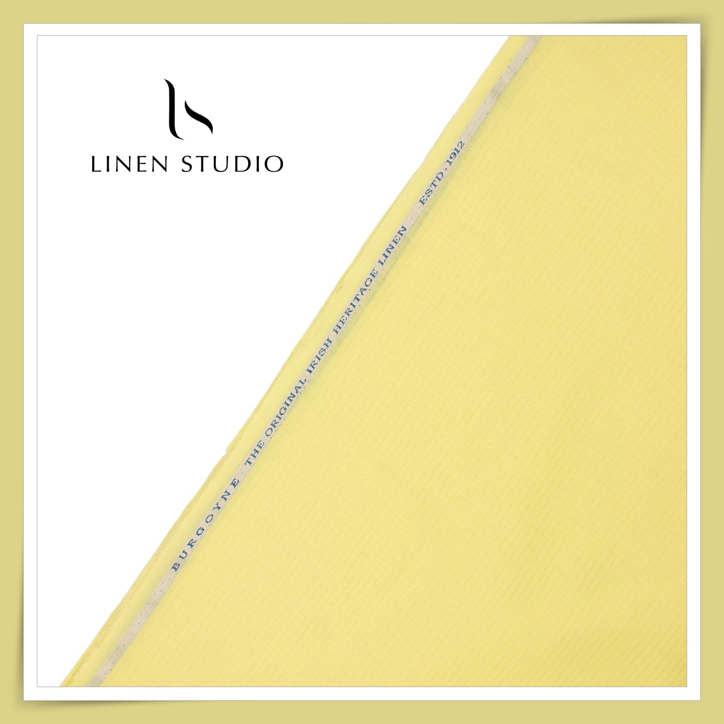 70 Lea Small Self Stripe Pure Linen Shirting by Burgoyne - Jasmine Yellow (NEW)