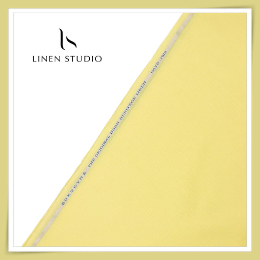 70 Lea Small Self Stripe Pure Linen Shirting by Burgoyne - Jasmine Yellow (NEW)