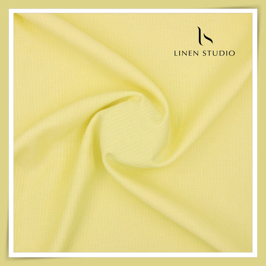70 Lea Small Self Stripe Pure Linen Shirting by Burgoyne - Jasmine Yellow (NEW)