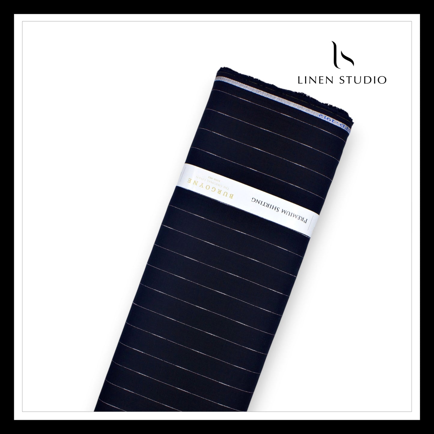Burgoyne 60 Lea Pure Linen Shirting - Black Evergreen Stripes (NEW)