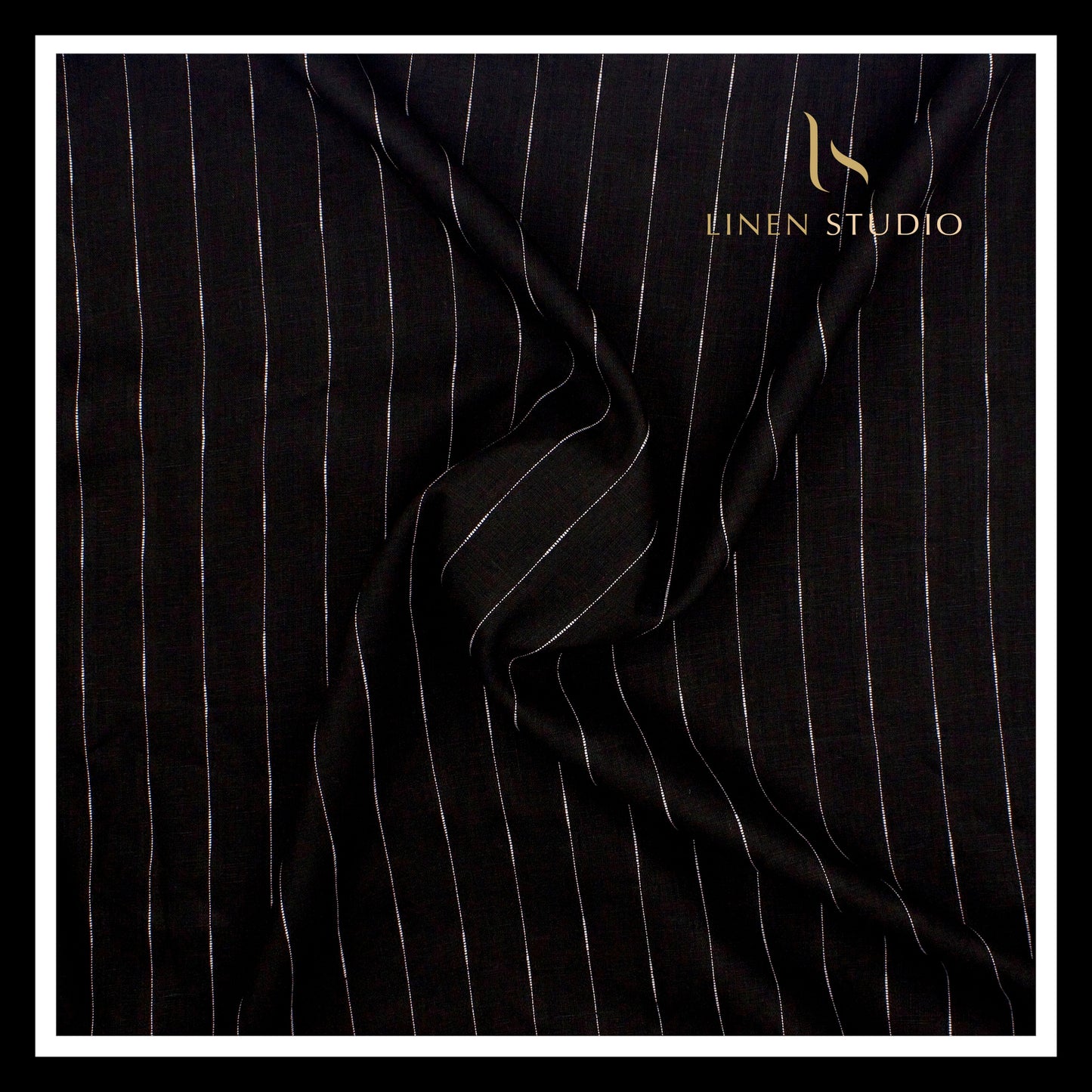 Burgoyne 60 Lea Pure Linen Shirting - Black Evergreen Stripes (NEW)