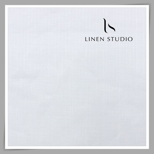 60 Lea Pure Linen Self Dobby Shirting by Burgoyne - Bright White (Zoom In) (NEW)