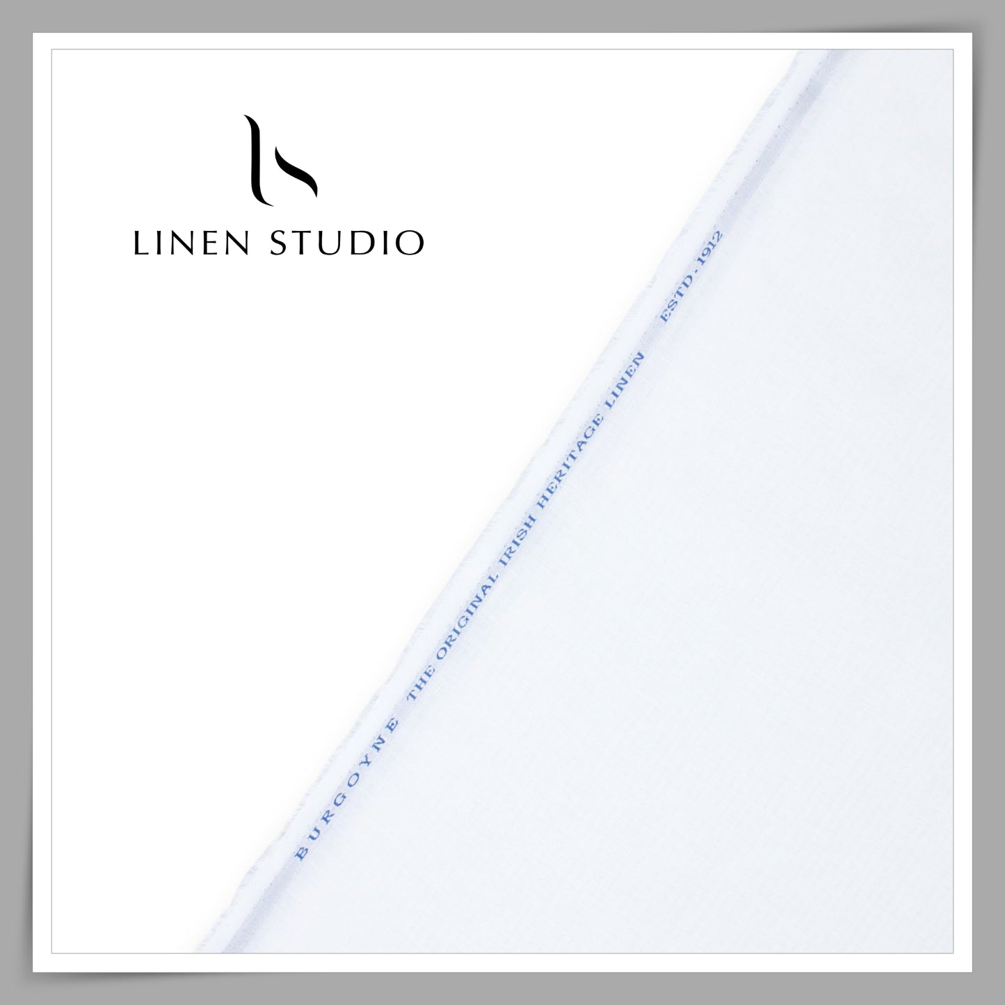 60 Lea Pure Linen Self Striped Shirting by Burgoyne - Bright White (Zoom In) (NEW)
