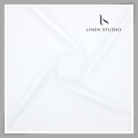 60 Lea Pure Linen Self Striped Shirting by Burgoyne - Bright White (Zoom In) (NEW)