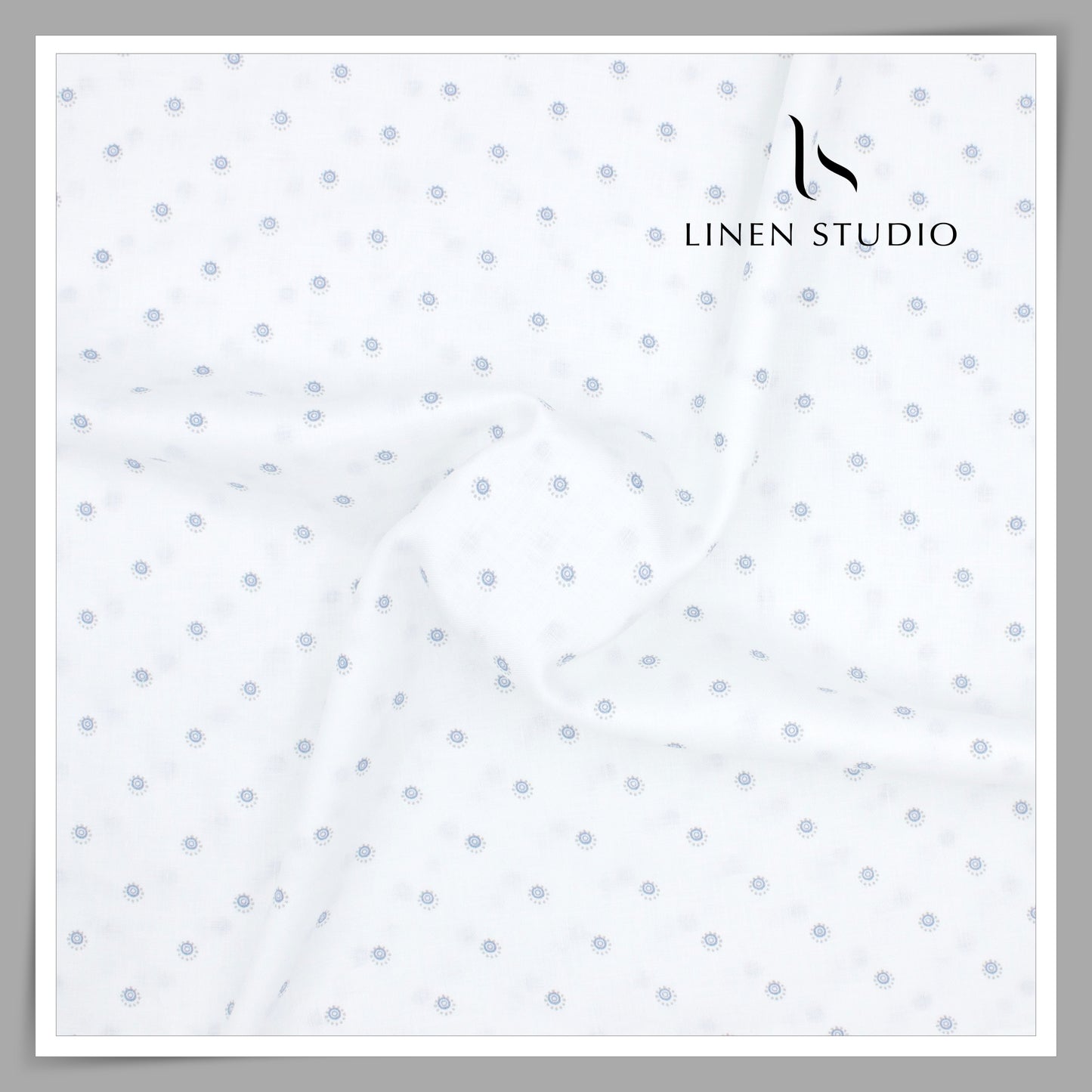 70 Lea Twill Digital Printed Premium Linen by Burgoyne - White Moti (NEW)